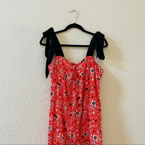 Free People Jumpsuit Cecilia Wide Leg Floral Tie Strap Bohemian Prairie Red S - Picture 4 of 15